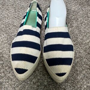 XF Striped Women’s Navy Nautical Slip-On Pointed Toe Shoes- Size 9